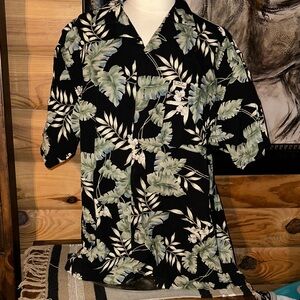 Chaps Ralph Lauren Black and Green Tropical Shirt